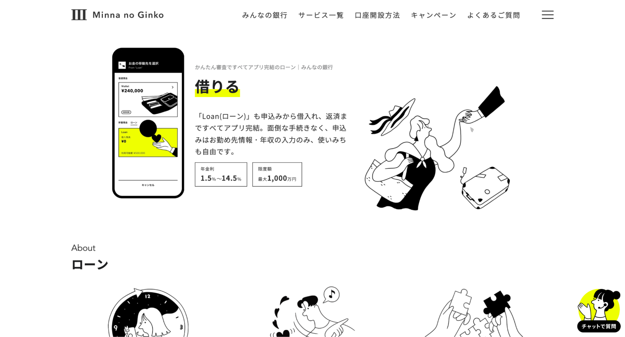 みんなの銀行Loanの公式サイトキャプチャ